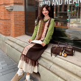 森系针织连衣裙女2025秋季新款慵懒松弛感罩衫叠穿减龄裙子两件套，女装连衣裙，2C103