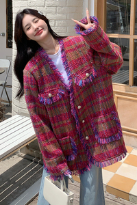 多巴胺千金小香风外套女春秋超火好看高级小众独特漂亮短夹克上衣图片