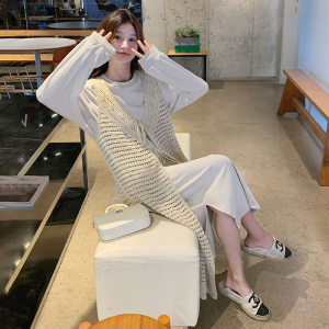 韩系氛围感罩衫裙套装春秋女2025新款慵懒松弛感宽松卫衣裙两件套图片