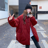 圣诞新年红色羽绒服女2025冬季新款韩系巨好看气质减龄白鸭绒外套，女装棉衣/棉服，2C103