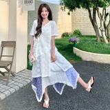 清新松弛感温柔三件套女2025夏季提花吊带短袖不规则半身裙套装潮，女装套装/套裙，2C103