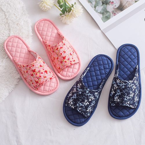 四季布底防滑胶粒静音地板棉拖鞋