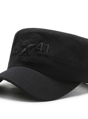 帽子男士遮阳平顶帽春秋季爸爸休闲鸭舌帽夏天太阳帽男薄款爷爷帽