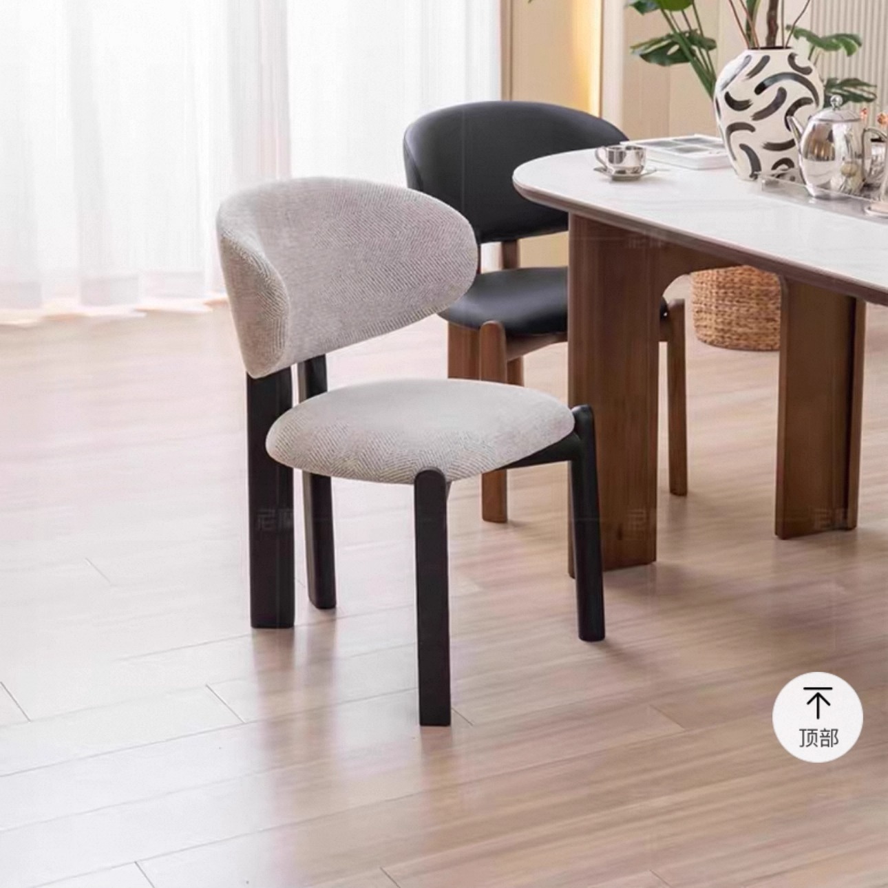 法式中古风实木餐椅家用奶油风餐厅软靠背椅子卧室化妆休闲书桌椅