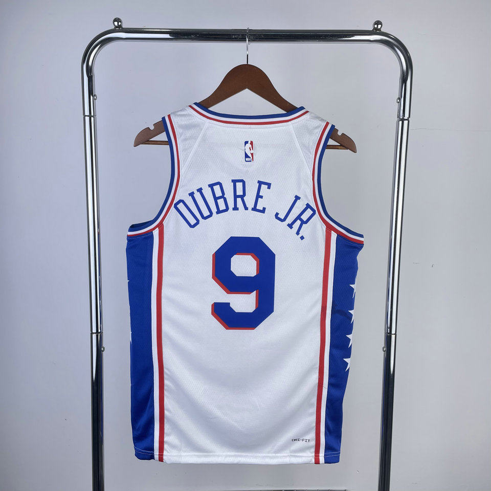 23-24新赛季76人队9号乌布雷球衣 kelly oubre jr.热压篮球服 白