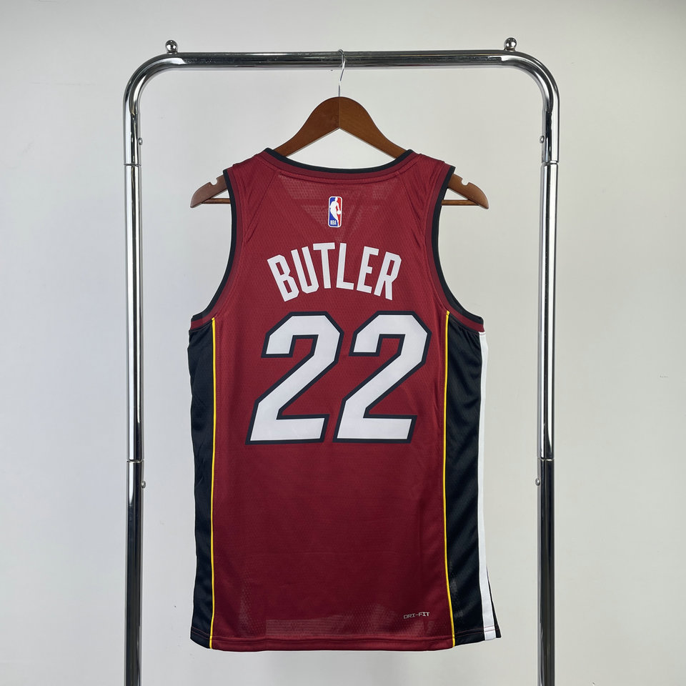 23-24赛季热火队22号巴特勒球衣jimmy butler热压篮球服 宣告版红