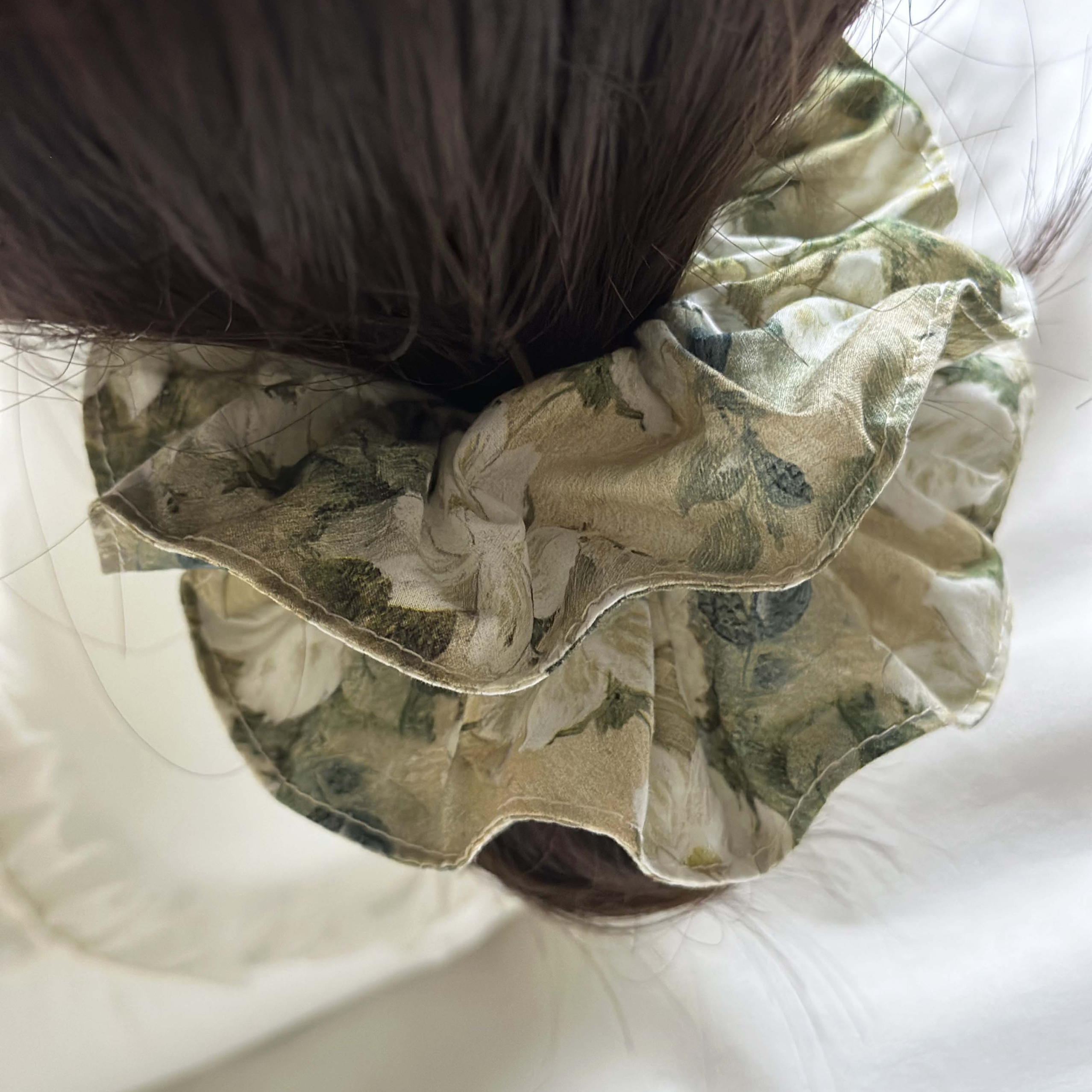 Rose island 自制 莫奈油画 多褶手作大肠圈小众复古文艺皮筋绳女