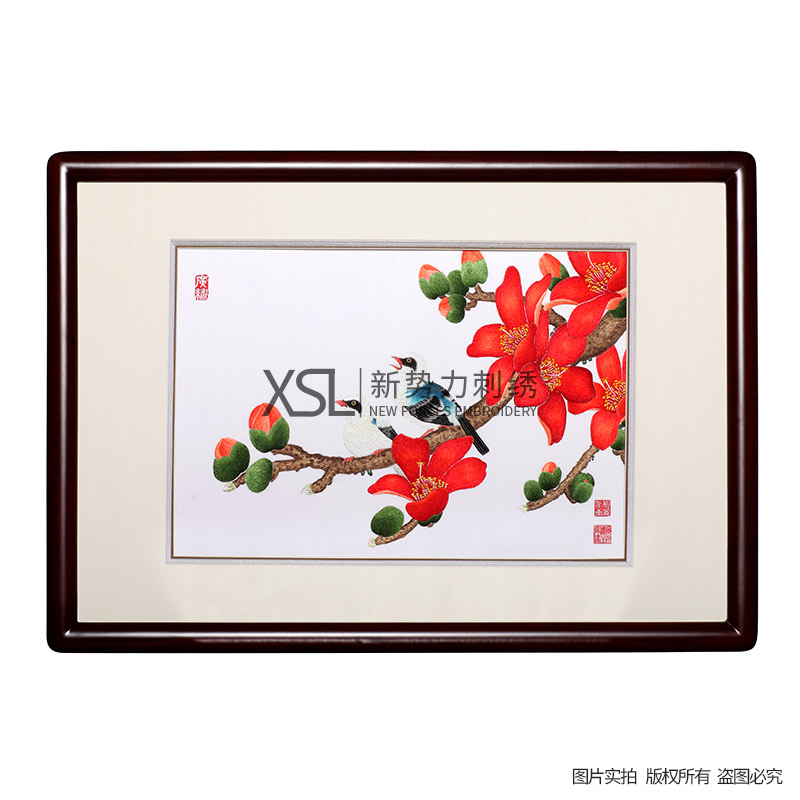 厂家直销粤绣广绣纯手工刺绣春鸣广州特色礼品工艺品送礼佳品舞台