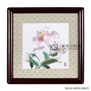 厂价直销粤绣广绣纯手工刺绣百合广州特色新房装饰挂件摆件中式