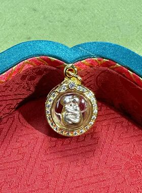 泰国佛牌正品 阿赞巴素 阿赞扁 破普yai 纯银燕通 意大利金壳吊坠