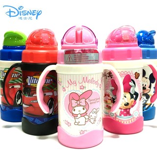 迪士尼儿童保温杯带吸管幼儿园宝宝水杯小孩婴儿喝水学饮手柄水壶
