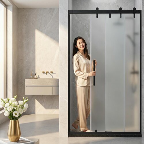 顺强一字型平移三联动折叠淋浴房