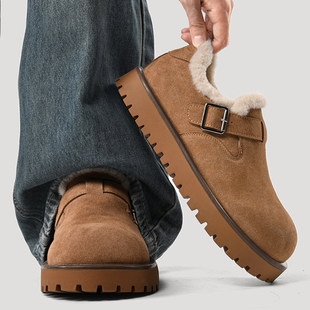 全包小土豆勃肯鞋雪地靴男款女冬季加绒保暖厚底增高穆勒搭扣棉鞋