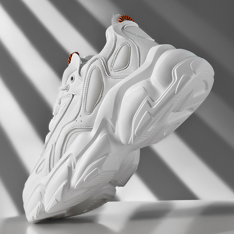 纯白老爹鞋2022秋季新款男鞋透气休闲运动鞋厚底内增高ins女潮鞋