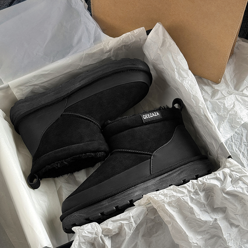 黑色长筒桑坡雪地靴男款