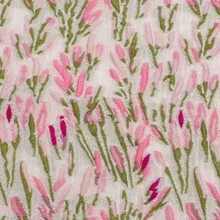 新款新中式布料色织粉红色郁金香ins提花面料古风汉服旗袍马工厂