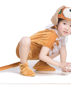 狗服装儿童爱书的小狗表演服黄狗
