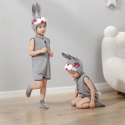 六一男童兔子舞蹈服幼儿园童话剧小兔子乖乖演出服动物服装女童夏