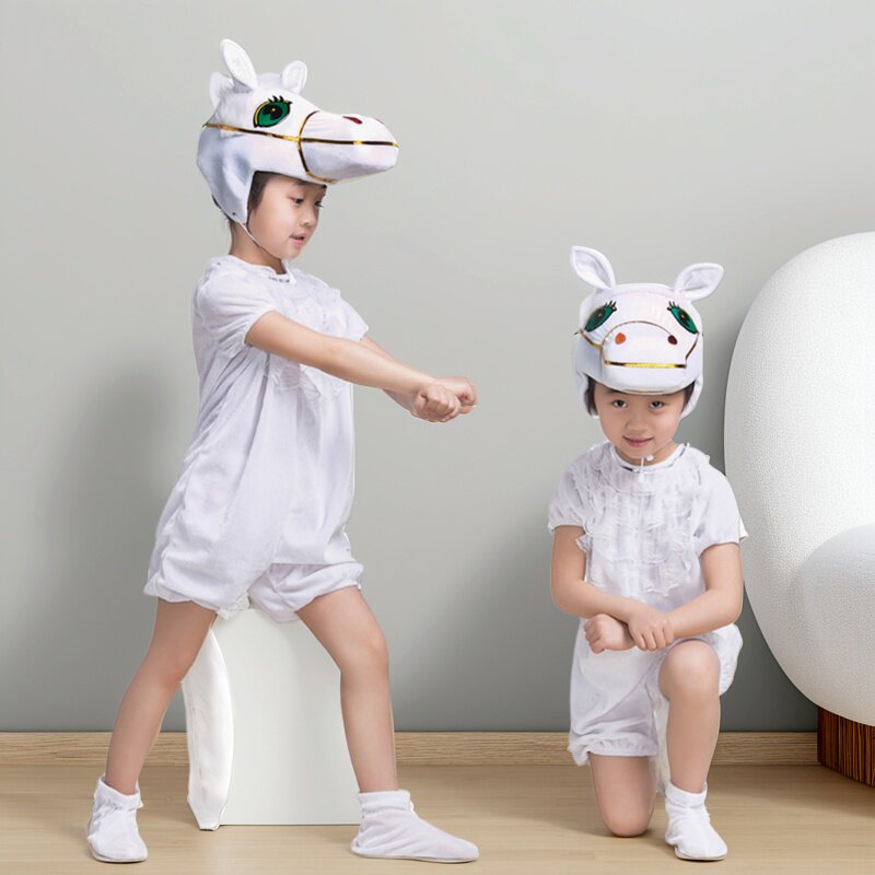 小马奔腾演出服幼儿园白马服装男图片