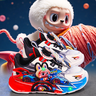 拉布布男童鞋子2025新款秋季儿童亮灯运动鞋跑步男孩爆款老爹鞋潮