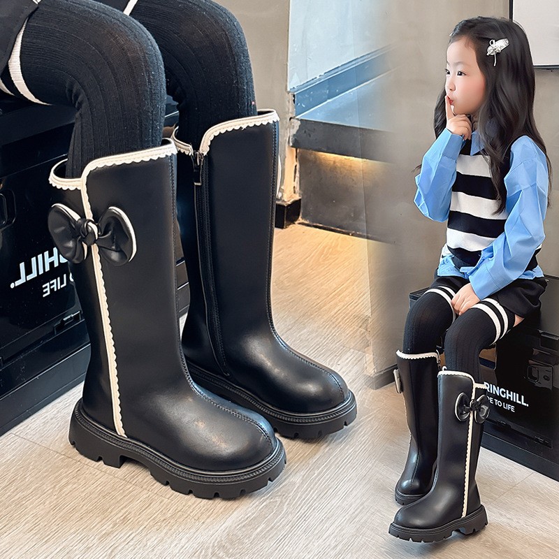 女童靴子加绒2025冬季新款儿童马丁靴公主风长靴小女孩长筒靴秋冬
