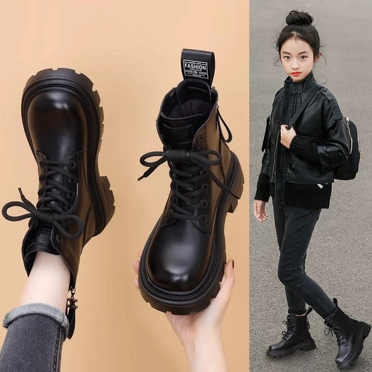 女童马丁靴2025新秋冬儿童百搭洋气中大童女孩单靴软底加绒小皮靴