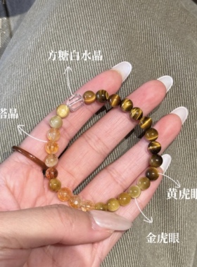 招米聚财天然虎眼石黄塔晶手串