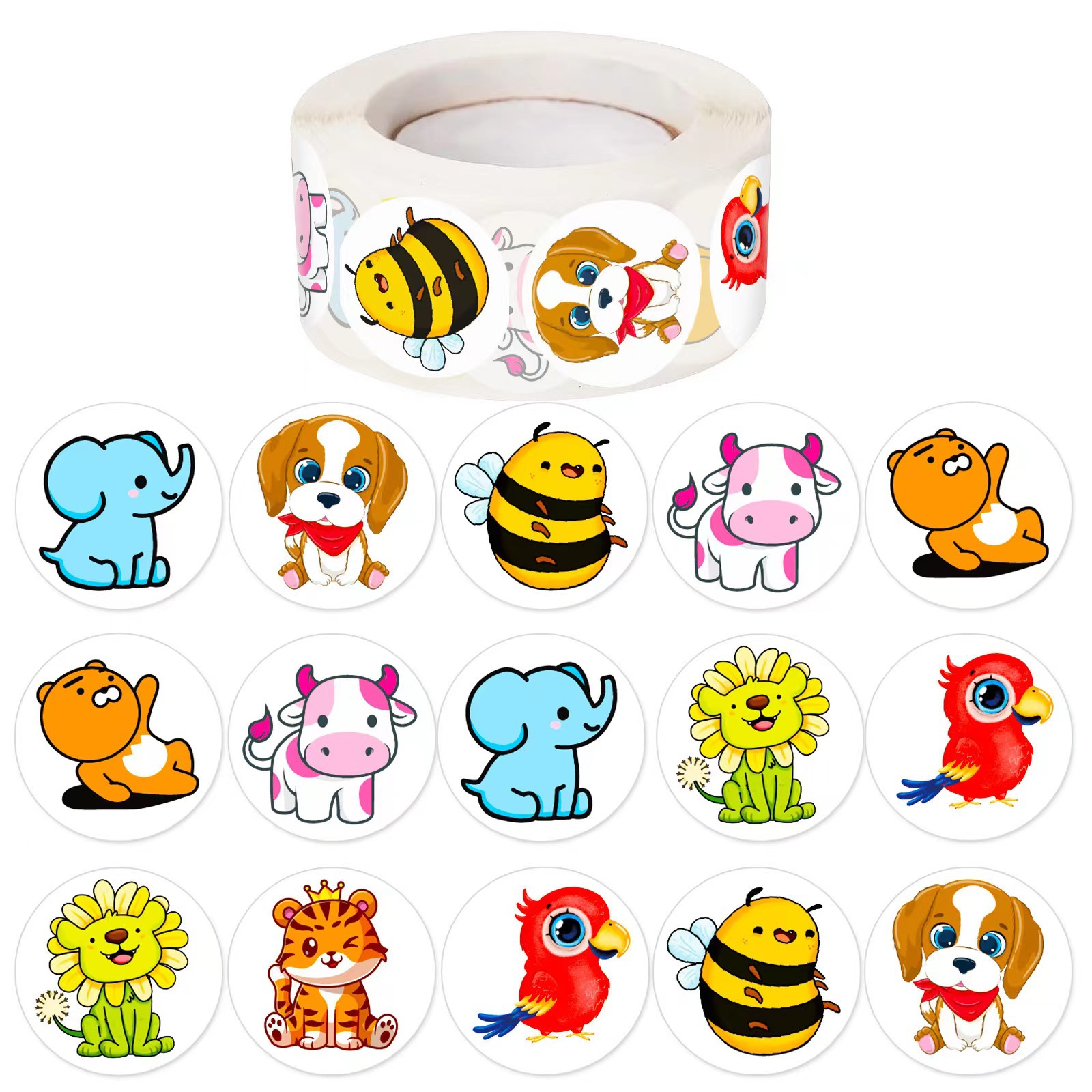 可爱小动物贴纸狮子大象老虎贴画粘贴儿童奖励幼儿园表扬贴画装饰图片