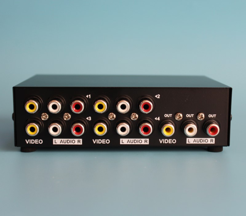 4口三莲花RCA切换器 音视频共享器 AV切换器 4进1出@迈拓MT-431AV