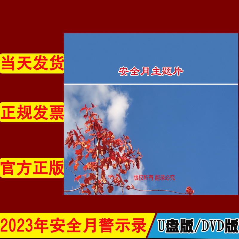 2023年新版安全生产月警示教育片2023年安全月主题片2DVD/U盘版视频正版包发票企业安全培训光盘碟片中安文化