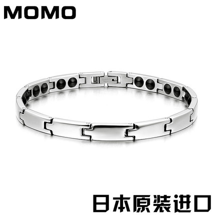 正品日本MOMO钛钢手环能量锗钛磁抗疲劳保健磁疗男女款防辐射手链