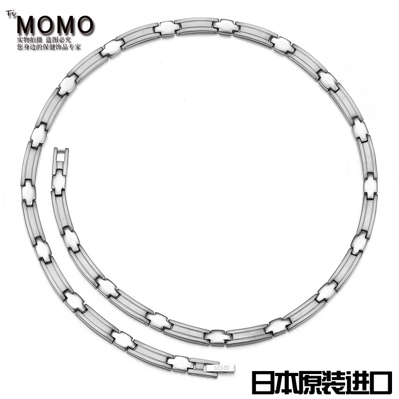 JAPAN GENUINE MOMO MEN AND WOMEN MODELS TITANIUM CHAIN TITANIUM NECKLACE HEALTH NECKLACE MAGNETIC THERAPY TITANIUM COLLAR NECK RING SPORTS ENERGY CIRCLE