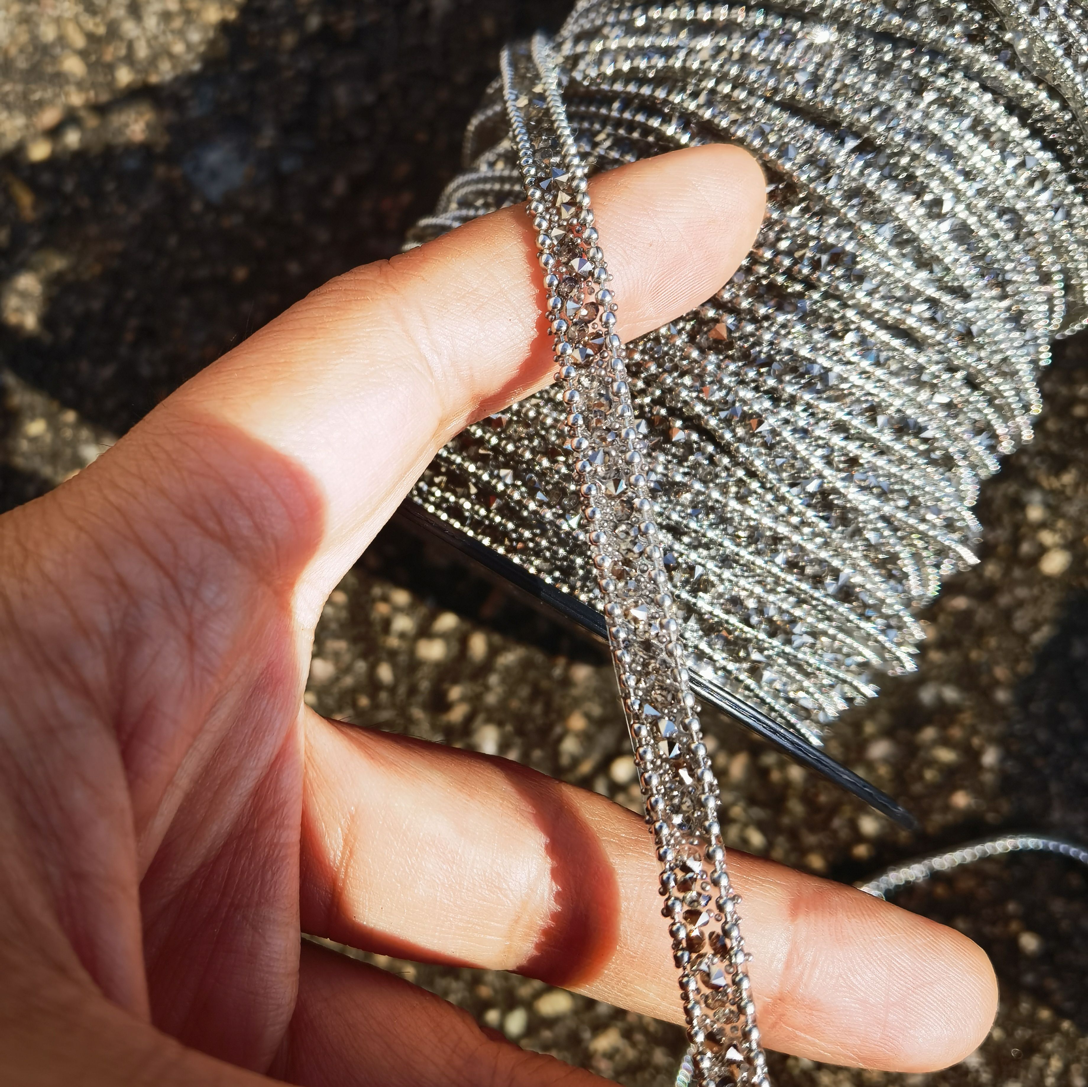 潮流欧美条钻链条镶水钻烫钻胶条diy辅料服装网排钻贴片爪链珠链