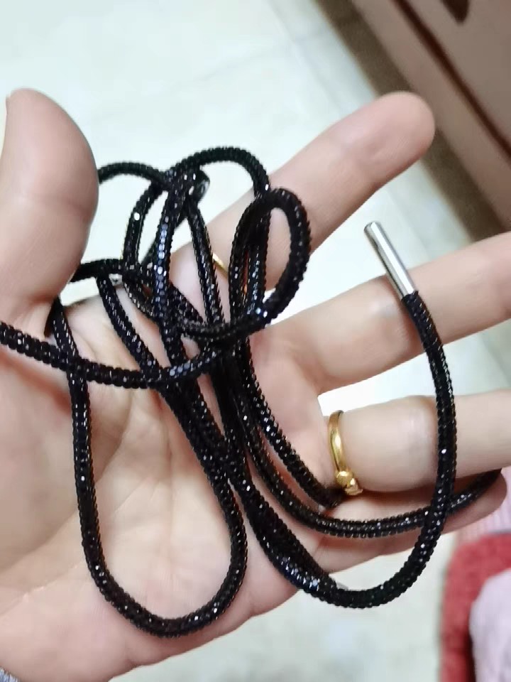 黑色水钻鞋3mm棉线diy马丁靴爆闪款女鞋带钻亮闪闪鞋绳亮钻