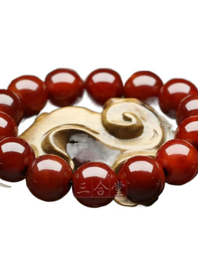 正宗西藏藏老牦牛角圆珠手串带血