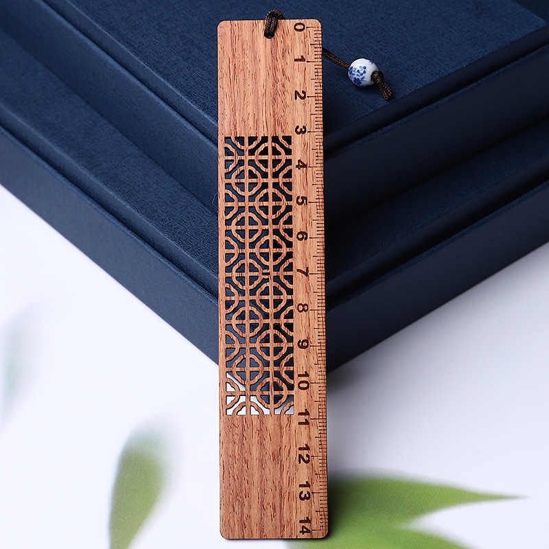 带刻度红木尺子书签  创意文具简约复古风礼物学生文具书签尺