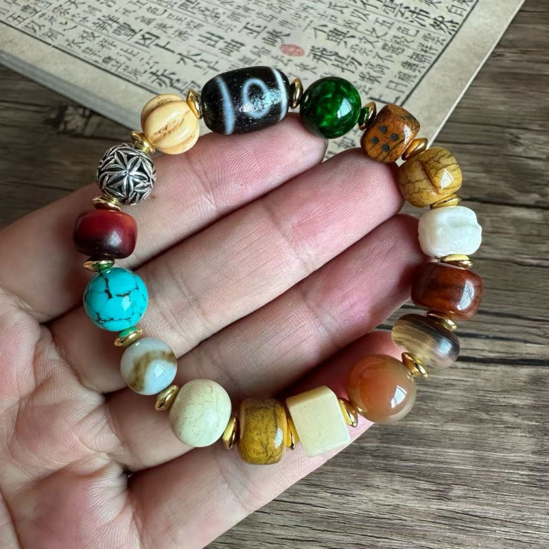 牛骨多宝手串天然藏式牦牛骨头复古民族风尼泊尔文玩饰品手链批发