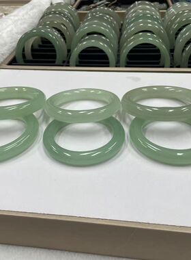 东陵玉胖圆条玉石手镯卡13mm高冰