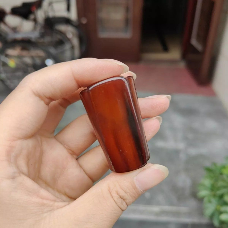 天然牛角文玩升官发财摆件手把项