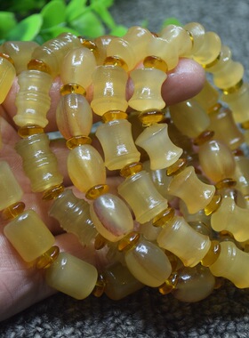 藏式民族风天然润透羊角手串双竹