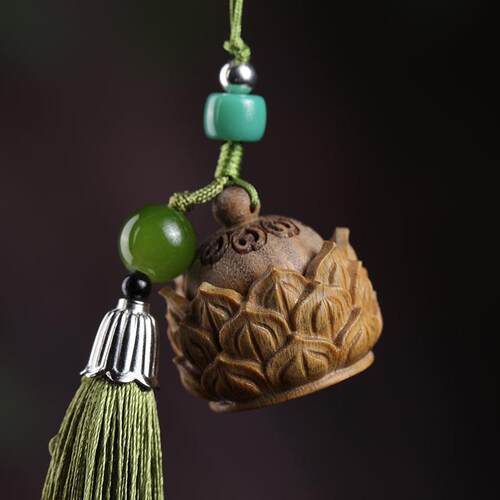 古风绿檀木DIY镂空雕刻六字真言