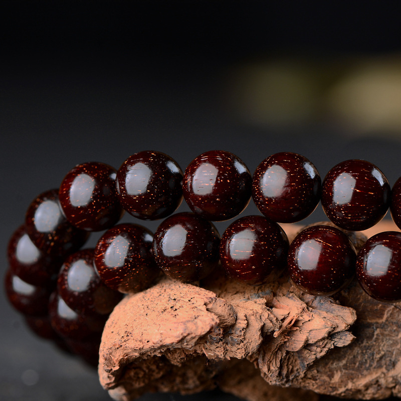 小叶紫檀满金星手串男檀香佛珠紫