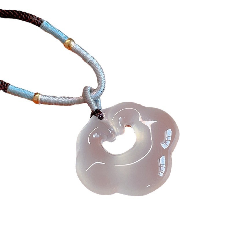 天然白玉髓祥云如意锁吊坠玛瑙平安锁爆款玉石玉器挂件直播货源