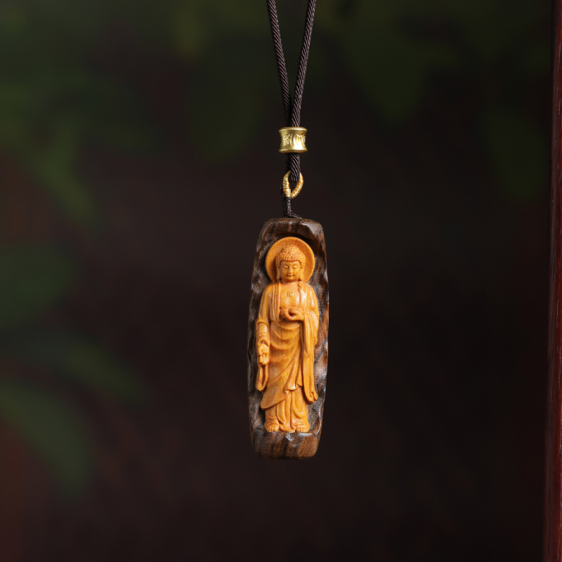 沉香木精雕镶嵌观音如来随身男女