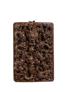 工厂店沉香木雕九龙壁挂饰吊坠木