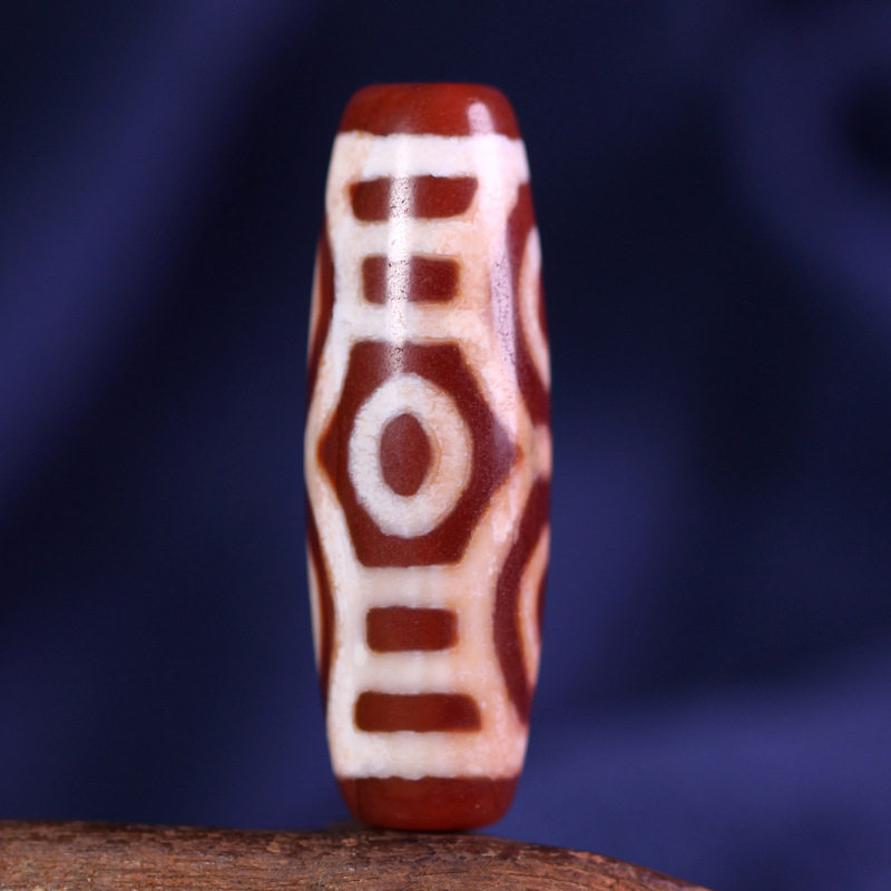 5A天然西藏真品老矿原石玛瑙红肉龙六眼天珠项链手串13*39mm左右