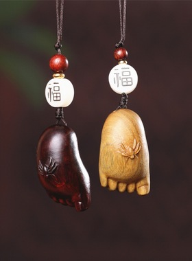 知足常乐蜘蛛脚丫手机挂件车挂红