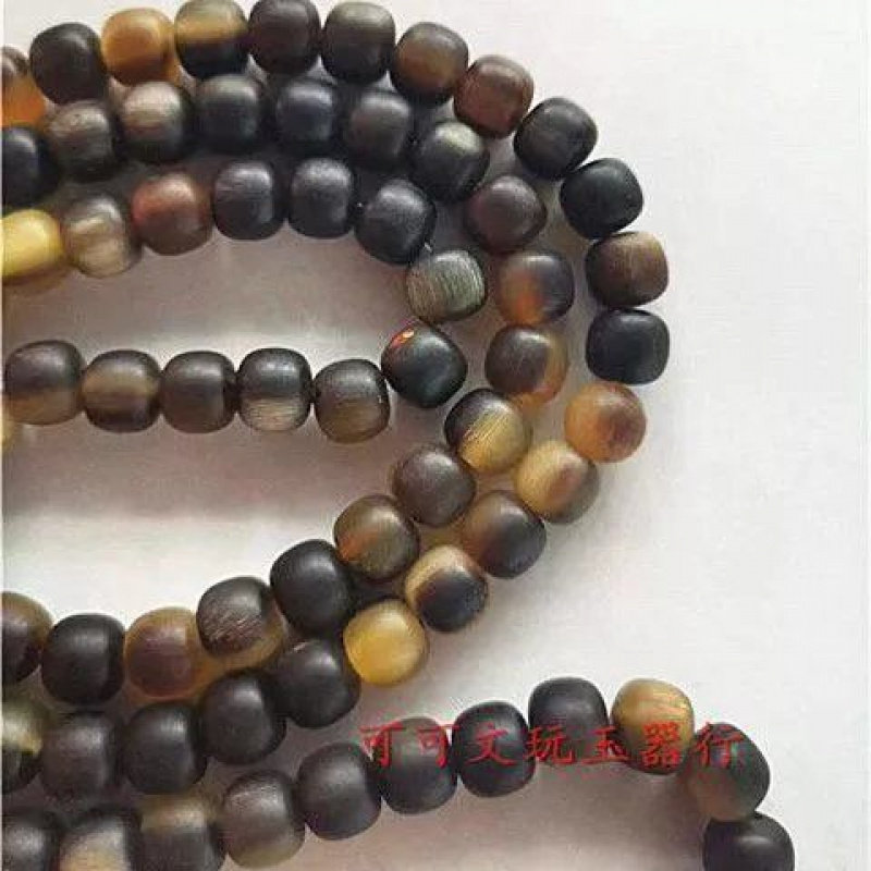 天然花色驴蹄子佛珠手链男士念珠串黑驴蹄桶珠圆珠108颗文玩老料