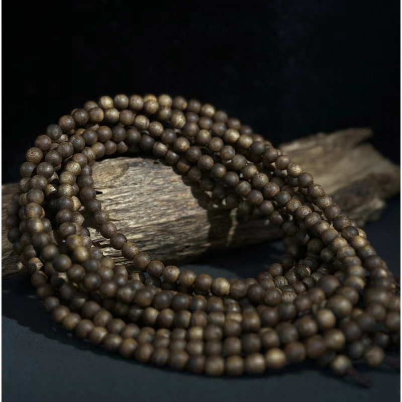 直播供应奇楠沉香手串8mm108颗黑