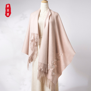 【新年礼物】织锦楼100%绵羊毛保暖围巾礼盒女送妈妈长辈生日礼物